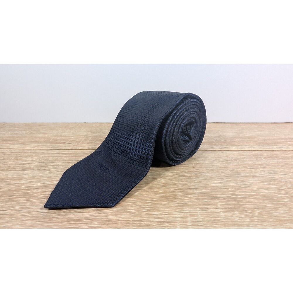Zenio Navy Blue Textured Microfiber Tie Men’s 3” Handmade Necktie